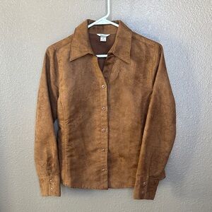 Christopher & Banks Brown Button Down Shirt